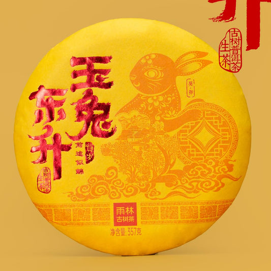 Pu-Erh tea,Rainforest Ancient Tree Tea,2023,玉兔東升 Jade Rabbit Dongsheng,357g,Raw