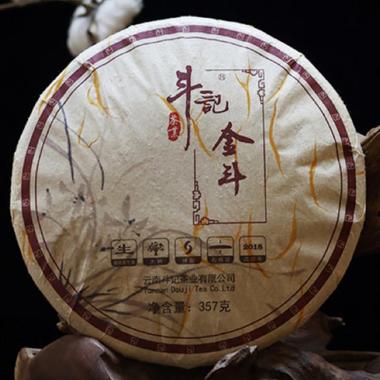 2018 Dovji Jin Dou Raw Pu-erh Tea Cake, 357g, from Yunnan