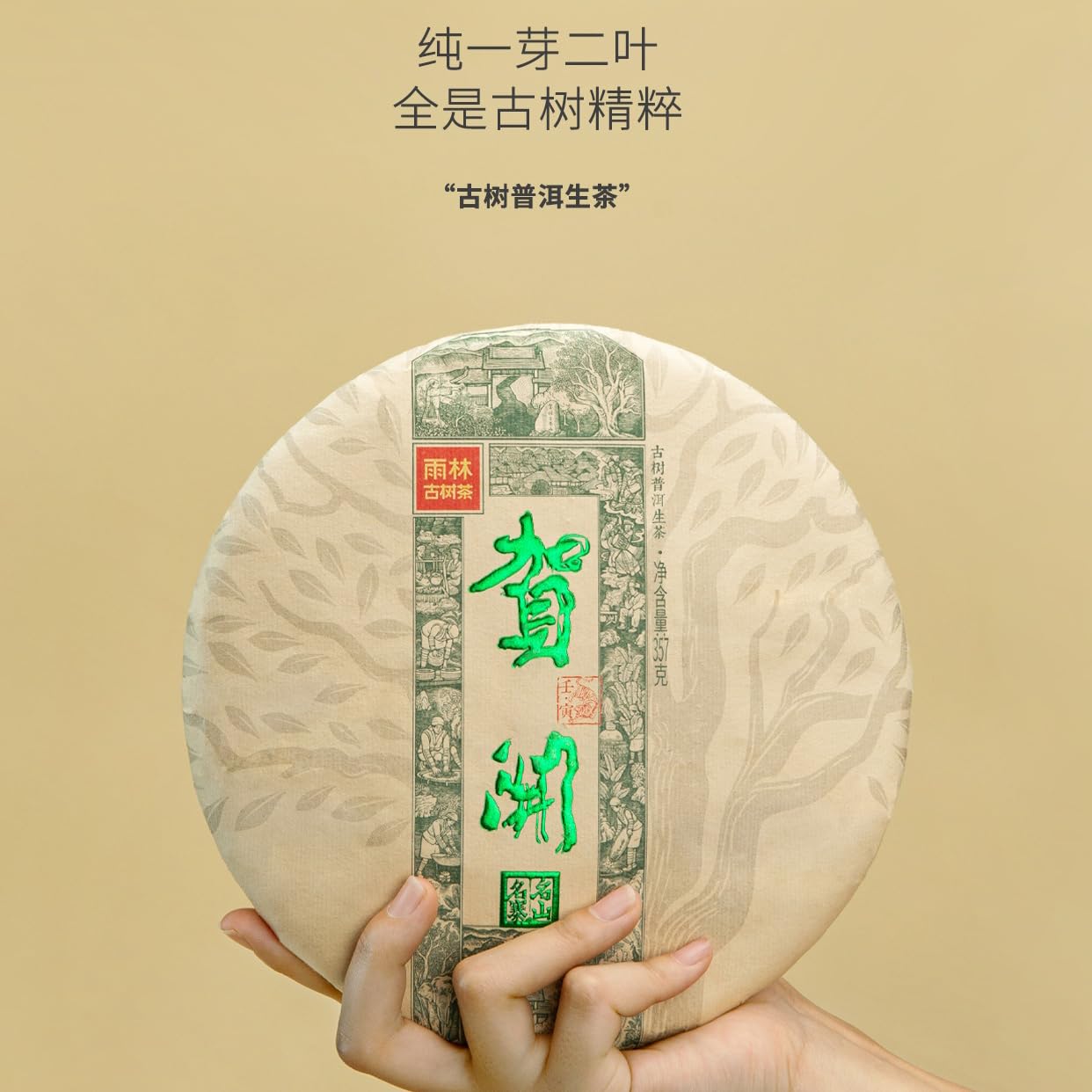 Rainforest Ancient Tree Hekai 2021 Raw Pu-Erh Tea Cake 357g – Premium Yunnan Sheng Puerh, Smooth & Aromatic