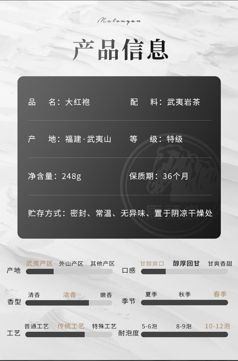 武夷岩茶,武夷山大红袍,全手工碳焙茶叶散装,正岩岩茶果香型罐装,248g*2,Shipped from China