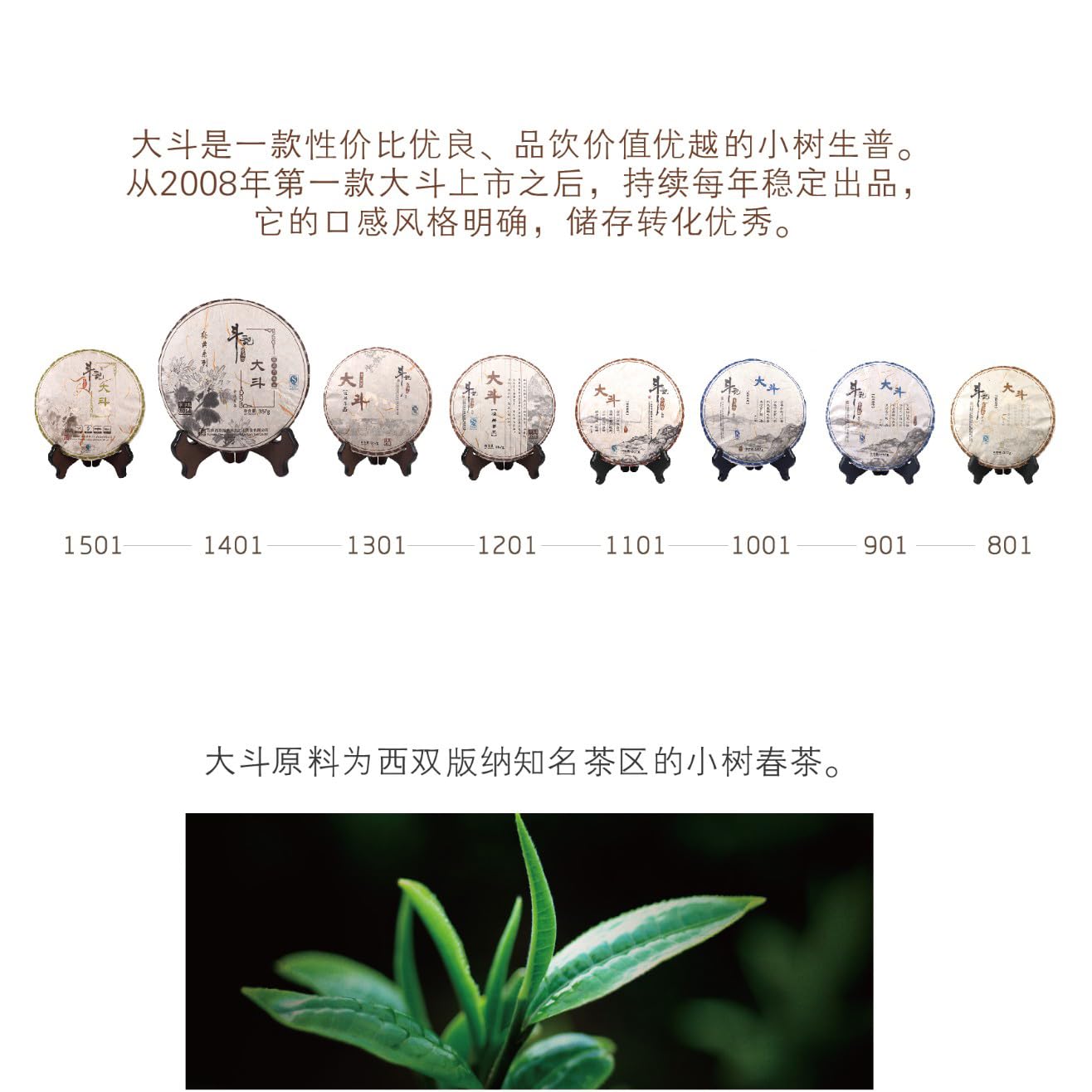 Douji 2014 Dadou Raw Puerh Tea Cake 357g - Aged Xishuangbanna Small Arbor Tree Spring Tea